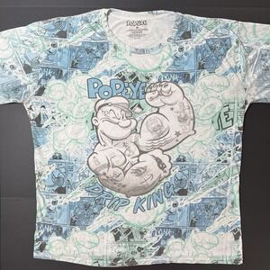 Popeye All Over Print Graphic Tshirt Men's 5XL White Cartoon Comic Anime Tee